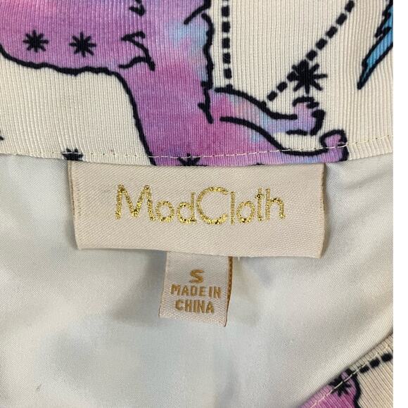 ModCloth Zodiac Celestial Cream Purple Blue Skirt Size Small - Picture 5 of 6